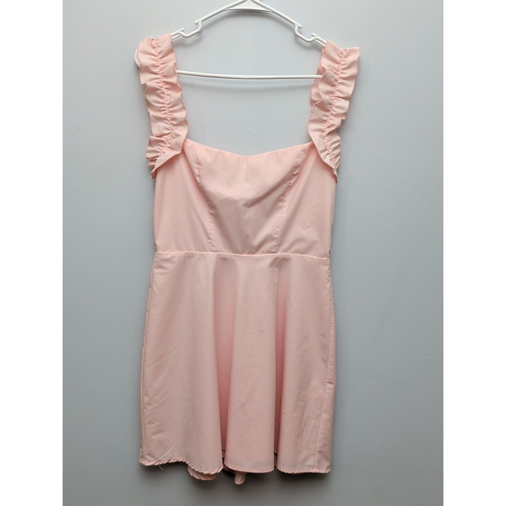 E3 Pink Lucy in the Sky Ruffled Strap A-line Mini Dress Zip Back Size M